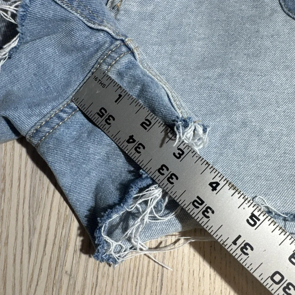 Wild Fable Blue Two-Tone Patchwork Super High-Rise Cutoff Denim Shorts Size 12